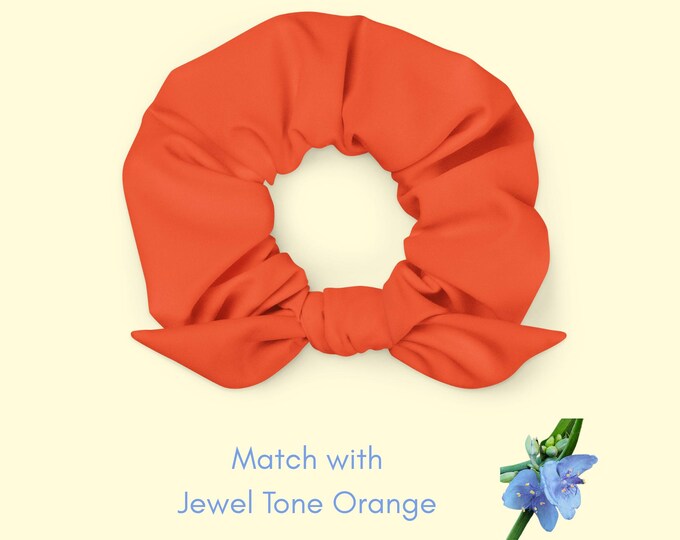 Recycled Scrunchie in Jewel Tone Orange - Stylish Hair Accessory for Girls