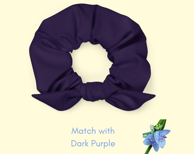 Sustainable Dark Purple Scrunchie for Girls - Recycled Fashion Hair Tie