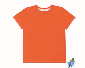 Youth Orange Crew Neck T-Shirt | Soft Cotton Kids Apparel
