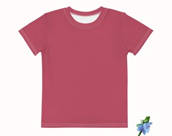 Dark Pink Cotton T-Shirt for Girls - Cozy Crew Neck Top