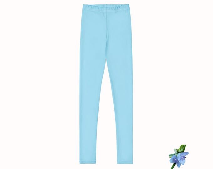 Comfortable Solid Blue Sky Youth Leggings Sizes 8-20 | Stylish Activewear