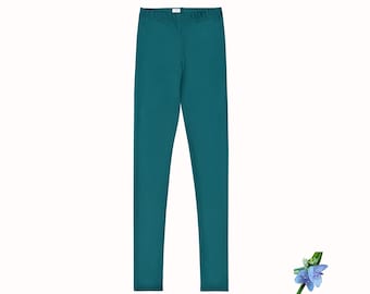 Solid Blue-Green Leggings for Girls | Essential Basic Clothing