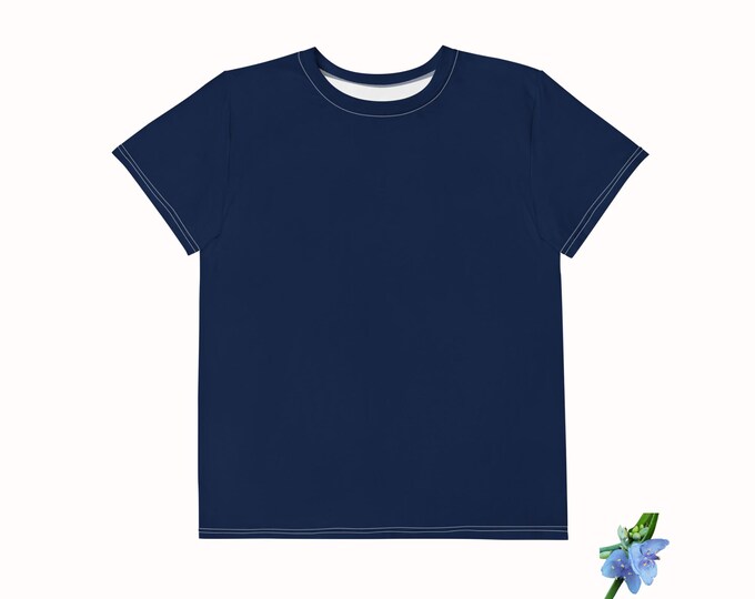 Youth Cotton Crew Neck T-Shirt in Navy Blue - Perfect for Every Day