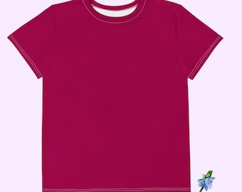 Burgundy Crew Neck T-Shirt for Youth - Cotton Comfort