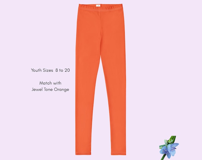 Jewel Tone Orange Leggings for Girls | Sizes 8-20