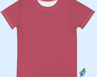 Dark Pink Cotton T-Shirt for Girls - Cozy Crew Neck Top
