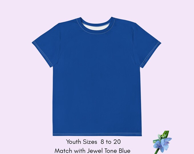 Dark Cerulean Youth Crew Neck Tee - 100% Cotton