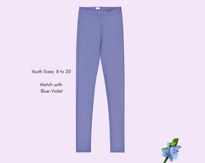 Blue-Violet Girls Leggings | Youth Sizes 8 to 20 | Comfy & Stylish