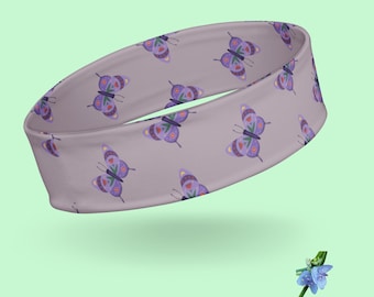 Delicate Light Purple Headband Featuring Purple Butterfly Design