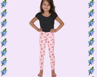 Toddler & Little Girls Pink Leggings with Hot Pink Bows - Adorable Girls' Fashion