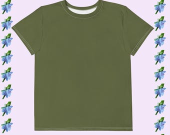 Cotton Youth T-Shirt - Saratoga Green Crew Neck Style