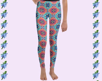 Colorful Youth Leggings - Vibrant Geometric Print for Kids