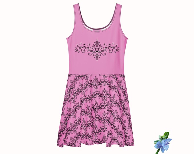 Bright Rose Color Skater Dress Made from Recycled Polyester