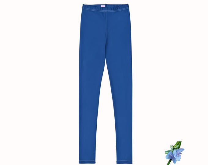Girls Jewel Tone Blue Leggings in Youth Sizes 8 to 20 - Perfect for Everyday Wear