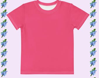 Hot Pink Short Sleeve T-Shirt for Kids | Crew Neck Casual Wear
