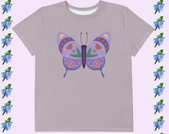 Featured listing image: Graphic Butterfly Youth T-Shirt in Soft Cotton Crew Neck