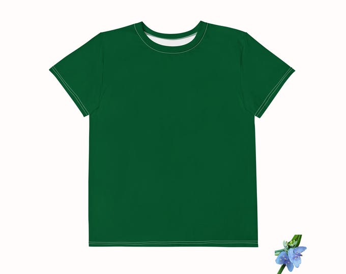Youth cotton crew neck T-shirt Forest green