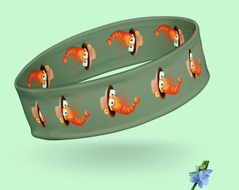 Green Headband with Cheerful Shrimp - Playful Hair Accessories