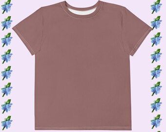 Cotton Crew Neck T-Shirt for Youth - Wood Brown Color