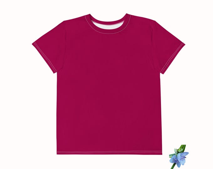 Burgundy Crew Neck T-Shirt for Youth - Cotton Comfort