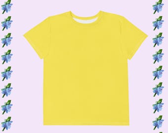Bright Yellow Youth Cotton Crew Neck T-Shirt - Comfortable & Stylish