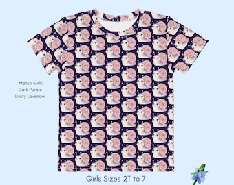 Kids Crew Neck T-Shirt with Happy Snails - Soft Cotton Fabric