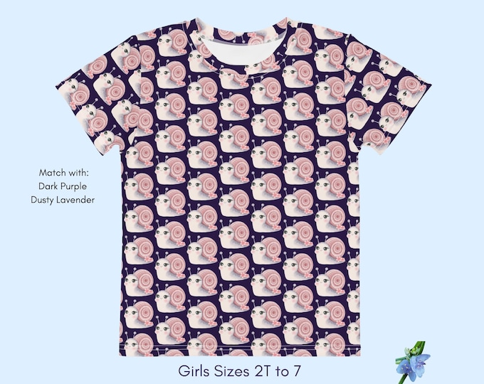 Kids Crew Neck T-Shirt with Happy Snails - Soft Cotton Fabric