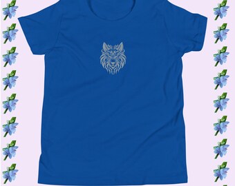 Fierce Fashion: Girls' T-Shirt with Embroidered Wolf Design
