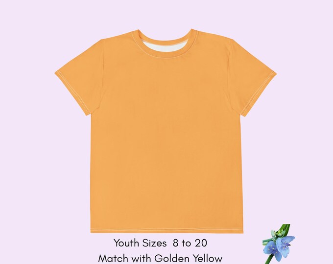 Golden Yellow Crew Neck T-Shirt for Kids - Soft Cotton