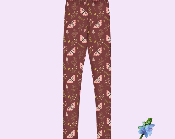 Girls' Auburn Leggings with Pink Butterflies - Trendy Youth Wear