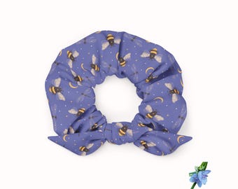 Bee & Moon Patterned Purple Scrunchie - Sustainable Recycled Fabric