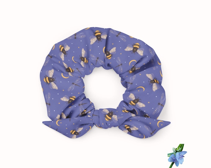 Bee & Moon Patterned Purple Scrunchie - Sustainable Recycled Fabric