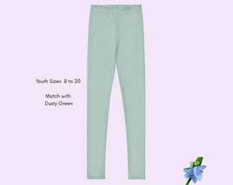 Dusty Green Girls Leggings | Basic Style Essential Layering Piece