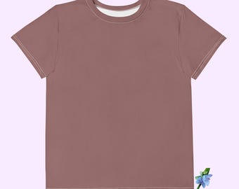 Cotton Crew Neck T-Shirt for Youth - Wood Brown Color