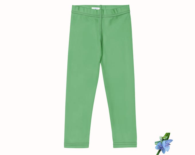 Basic Style Bright Green Leggings for Toddlers - Girls' Casual Wear