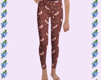Girls' Auburn Leggings with Pink Butterflies - Trendy Youth Wear