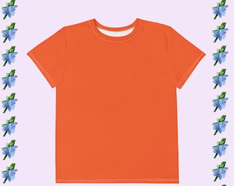 Youth Orange Crew Neck T-Shirt | Soft Cotton Kids Apparel
