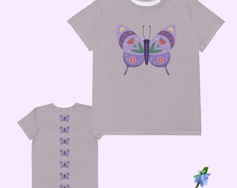 Graphic Butterfly Youth T-Shirt in Soft Cotton Crew Neck