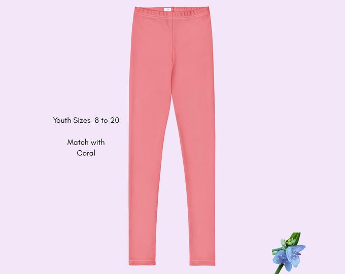 Solid Coral Youth Leggings - Basic Layering Essential