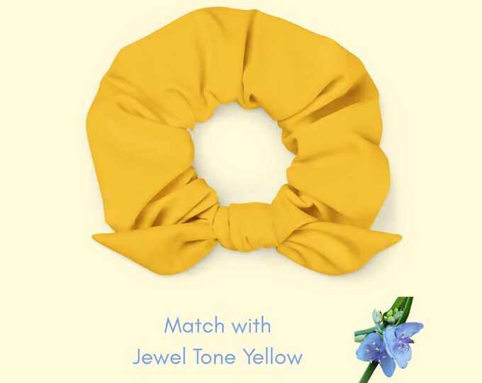Jewel Tone Yellow Recycled Scrunchie for Girls - Eco-Friendly Hair Accessory