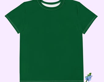 Youth cotton crew neck T-shirt Forest green
