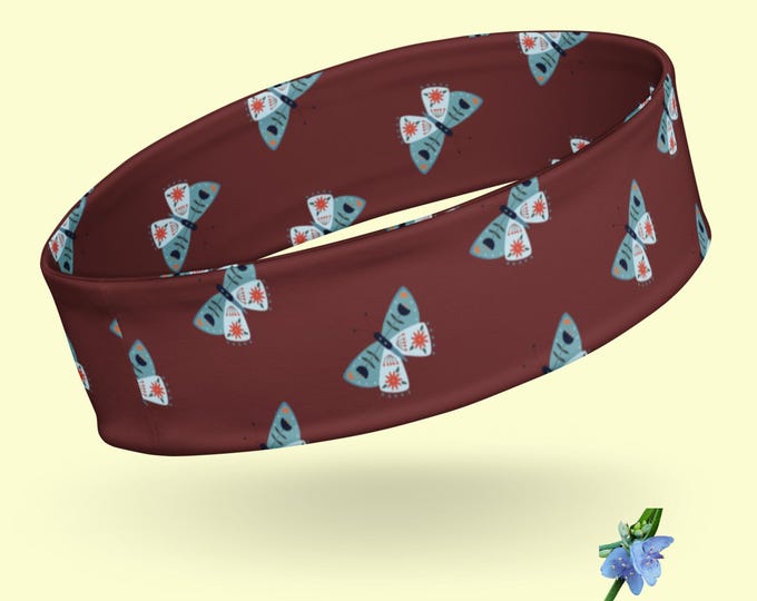 Blue Moth Graphic Design Headband for Girls - Cute Hair Accessory