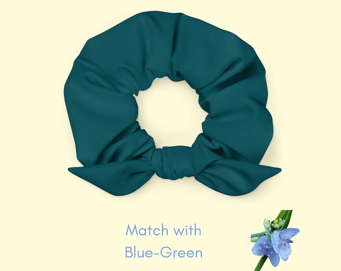 Eco-Friendly Girls Scrunchie in Blue-Green - Sustainable Hair Accessory