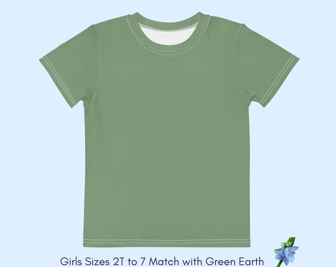 Solid Green Kids T-Shirt - Classic Cotton Crew Neck for Every Day