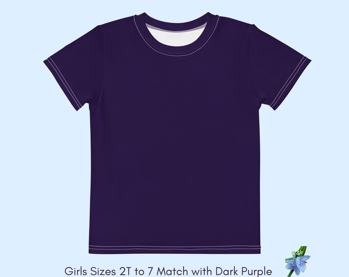 Deep Purple Kids Cotton Crew Neck T-Shirt - Solid Color