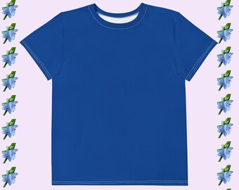 Dark Cerulean Youth Crew Neck Tee - 100% Cotton
