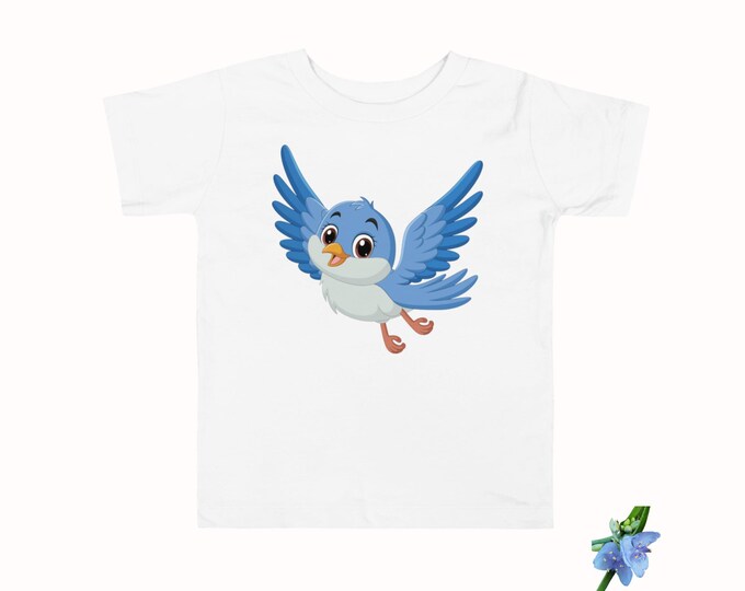 Cute Toddler Short Sleeve Shirt - Happy Bluebird Graphic