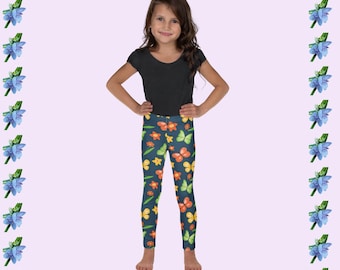 Kids' Floral Butterfly Blue Leggings - Toddler Fashion