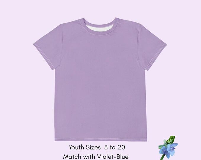 Youth Cotton Crew Neck T-Shirt in Purple - Comfortable Fit