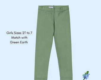 Solid Green Girls Leggings | Basic Apparel for Everyday Wear